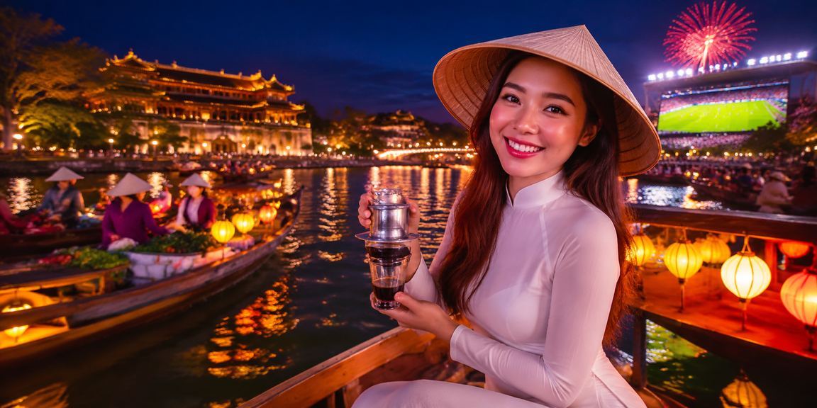 Người dùng Huế nhâm nhi cà phê sáng và kiểm tra kết quả cược thể thao trên điện thoại
