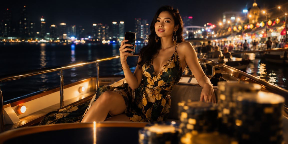 Người dùng trải nghiệm casino trực tuyến trên điện thoại tại chợ đêm Vũng Tàu sôi động